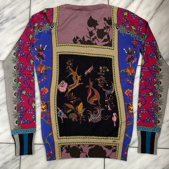 ETRO Silk & Cashmere lightweight sweater colourful size 38 XS-S - Picture 4 of 4